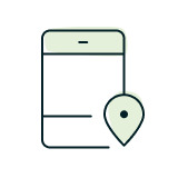 Illustration of a phone pinging a location on a map